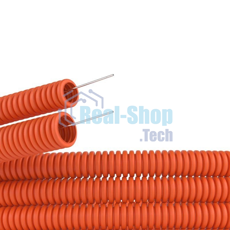 Труба гофрированная ПНД d32мм с протяж. оранж. (уп.25м) ДКС 71932
