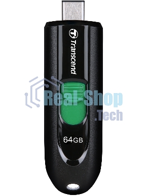 Флешка USB Transcend JetFlash 790С (TS64GJF790C), 64Gb, USB 3.0 Type-C, R/W 90/60, черный/зеленый