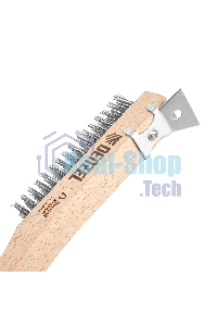 Щетка зачистная Denzel 4-х рядная, проволока из нержавеющей стали с деревянной ручкой скребок, EFP