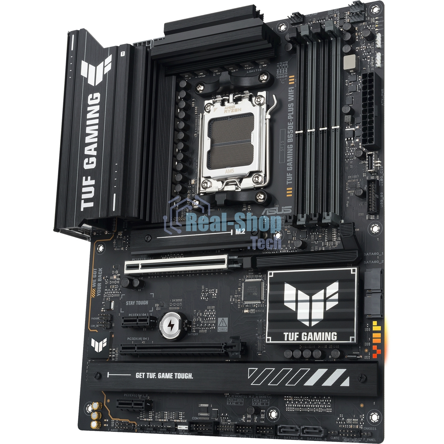 Материнская плата ASUS TUF GAMING B650E-PLUS WIFI, AM5, AMD B650, 4xDDR5, 4xSATA, 3xM.2, 1xPCIe 5.0 x16, 1xPCIe 4.0 x4, 2xPCIe 4.0 x1, 1xDisplayPort, 1xHDMI, 1x2.5Gb LAN, Wi-Fi 6E, Bluetooth 5.3, 1xUSB-C 20Gbps, 3xUSB-A 10Gbps, 6xUSB-A 2.0, 5x3.5 мм, 7.1,