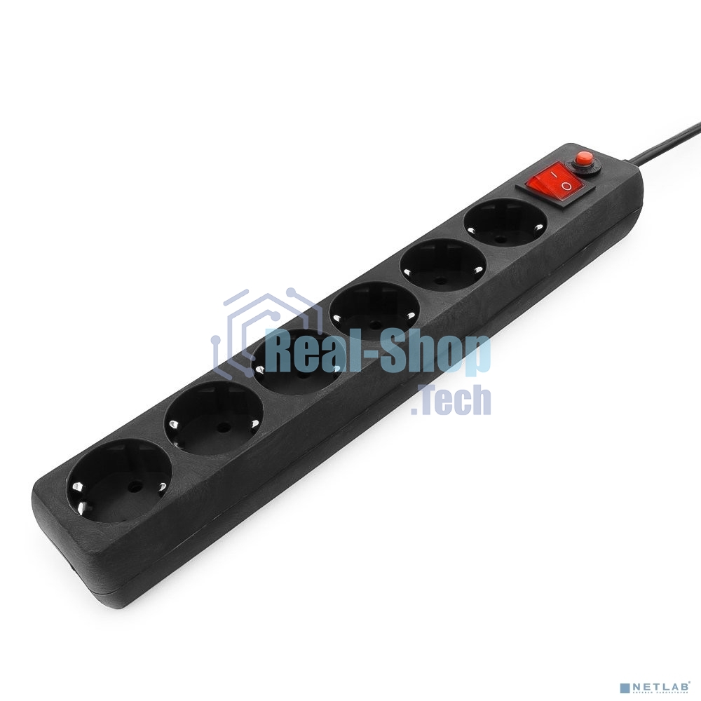 Сетевой фильтр Гарнизон для ИБП, 5 р, 10А, 1.8 м, ур.защиты 4, черный, пакет