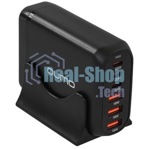 Сетевое зарядное устройство Qumo Energy Charger GaN PD 120 Вт, 3 USB-A + 3 USB Type-C,(0120), черный