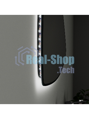 Зеркало Bau Triangle Loft 90х70, с LED фоновой подсветкой, бесконтактным сенсором, черной окантовкой