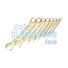 Набор ключей комбинированных Rexant (8-11, 13, 14, 17, 19 мм), 8 шт., желтый цинк