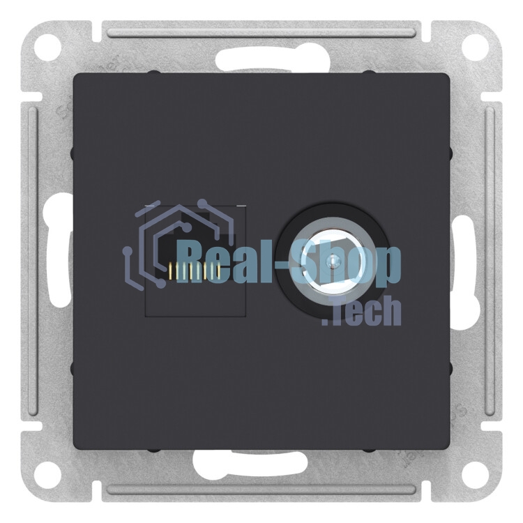 Розетка телевизионная +комп двойная RJ45+TV, кат.5E, механизм, карбон