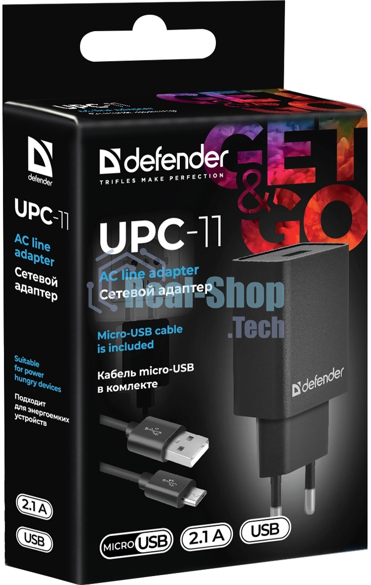 Сетевой адаптер Defender 1xUSB,5V/2.1А, кабель micro-USB (UPC-11)