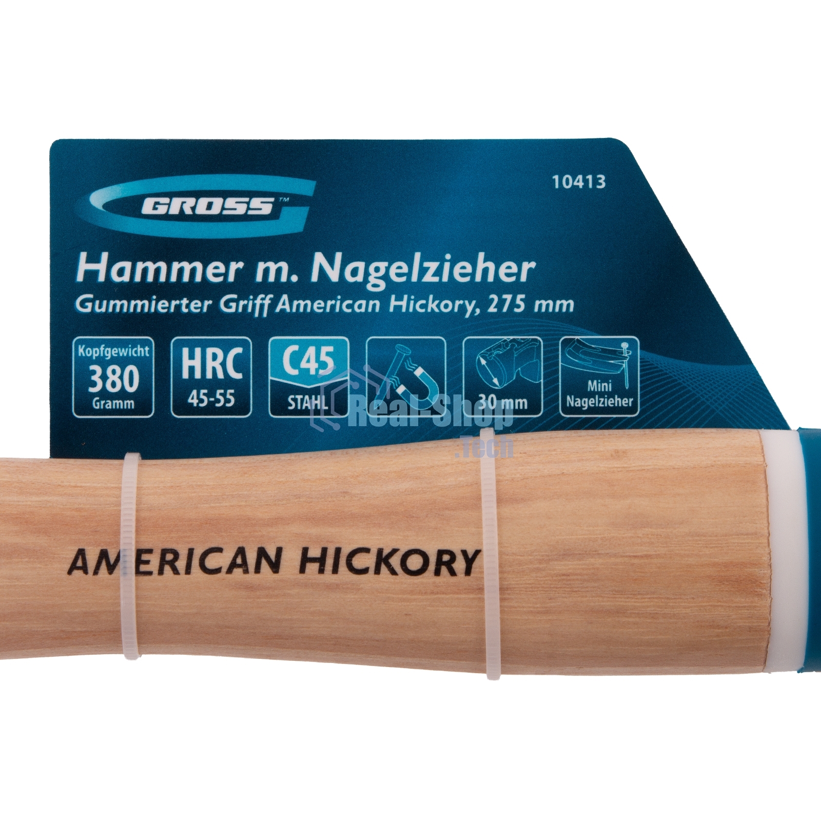 Молоток-гвоздодер Gross AMERICAN HICKORY 380 г, угол 75, магнит, обрезиненная рукоятка