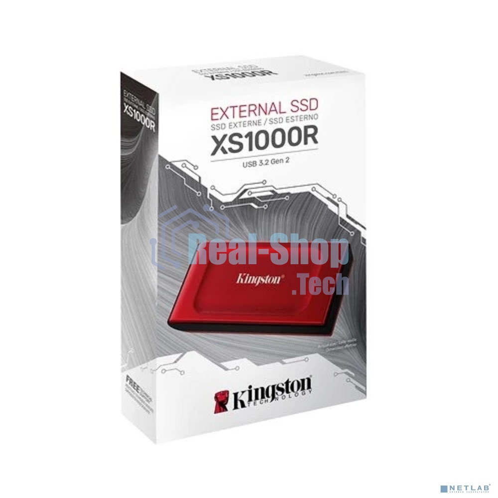 Внешний SSD Kingston XS1000, 1TB, USB 3.2 Gen 2 Type-C, R/W 1050/1000, красный