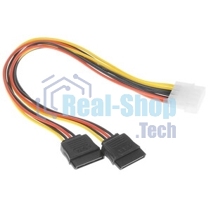 Кабель Cablexpert Кабель питания SATA CC-SATA-PSY-0.3M, 30 см, molex 4pin/2x sata15pin, на 2 устр., пакет