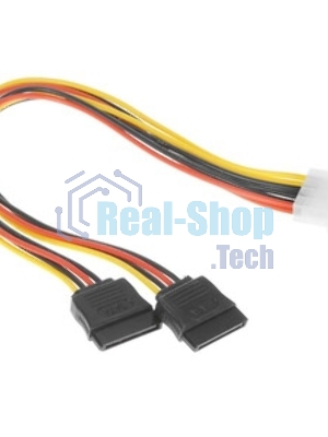 Кабель Cablexpert Кабель питания SATA CC-SATA-PSY-0.3M, 30 см, molex 4pin/2x sata15pin, на 2 устр., пакет