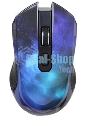 Мышь беспроводная Qumo Office M27 Universe синий, 1600 dpi, радиоканал, USB, кнопки - 4