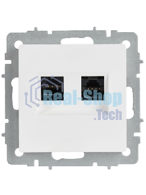 BRITE Розетка компьютерная двойная RJ45 кат.6 РК11-2-БрАБ арктический белый  | BR-K20-2-K91 | IEK