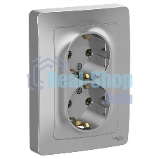 Розетка 2-м СП Blanca 16А 250В без шторок с заземл. алюм. SchE BLNRS001023