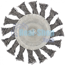 Щетка для дрели Matrix 100 мм, плоская со шпилькой, крученая металлическая проволока