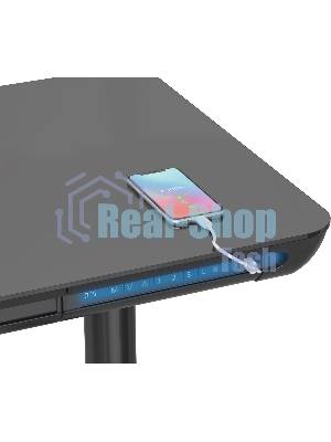 Стол компьютерный Cactus CS-EGD-BK-LED столешница закаленное стекло, черный, каркас черный