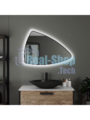 Зеркало Bau Triangle Loft 90х70, с LED фоновой подсветкой, бесконтактным сенсором, черной окантовкой