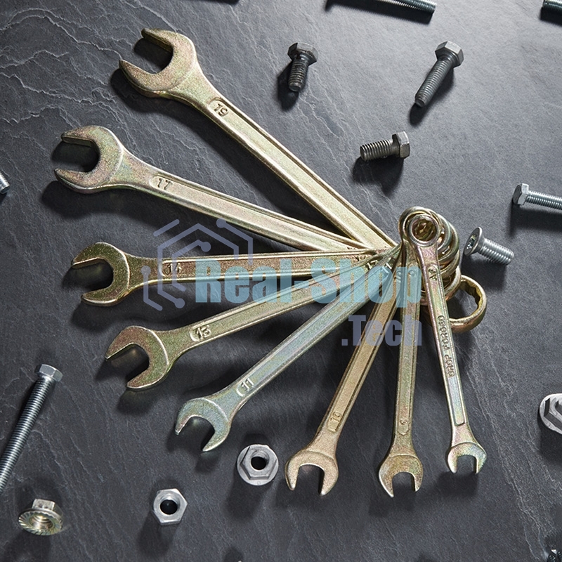 Набор ключей комбинированных Rexant (8-11, 13, 14, 17, 19 мм), 8 шт., желтый цинк