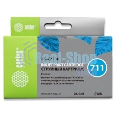 Картридж струйный Cactus CS-CZ130 №711 голубой (26 мл) для HP DesignJet T120/T520