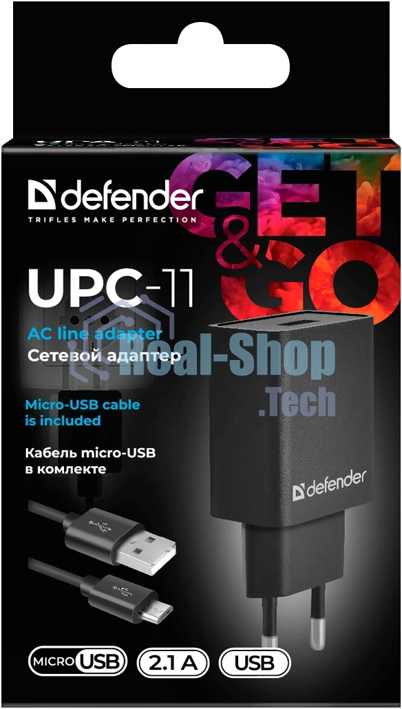 Сетевой адаптер Defender 1xUSB,5V/2.1А, кабель micro-USB (UPC-11)