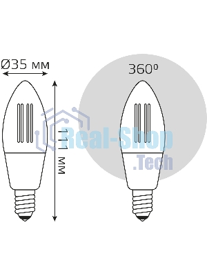 Лампа светодиодная филаментная Gauss Smart Home DIM+CCT E14 C35 4,5 Вт 2000-6500 К 1/10/40