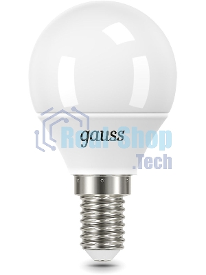 Лампа светодиодная Gauss 105101310 9.5Вт цок.:E14 шар 220B 6500K св.свеч.бел.хол. (упак.:10шт)