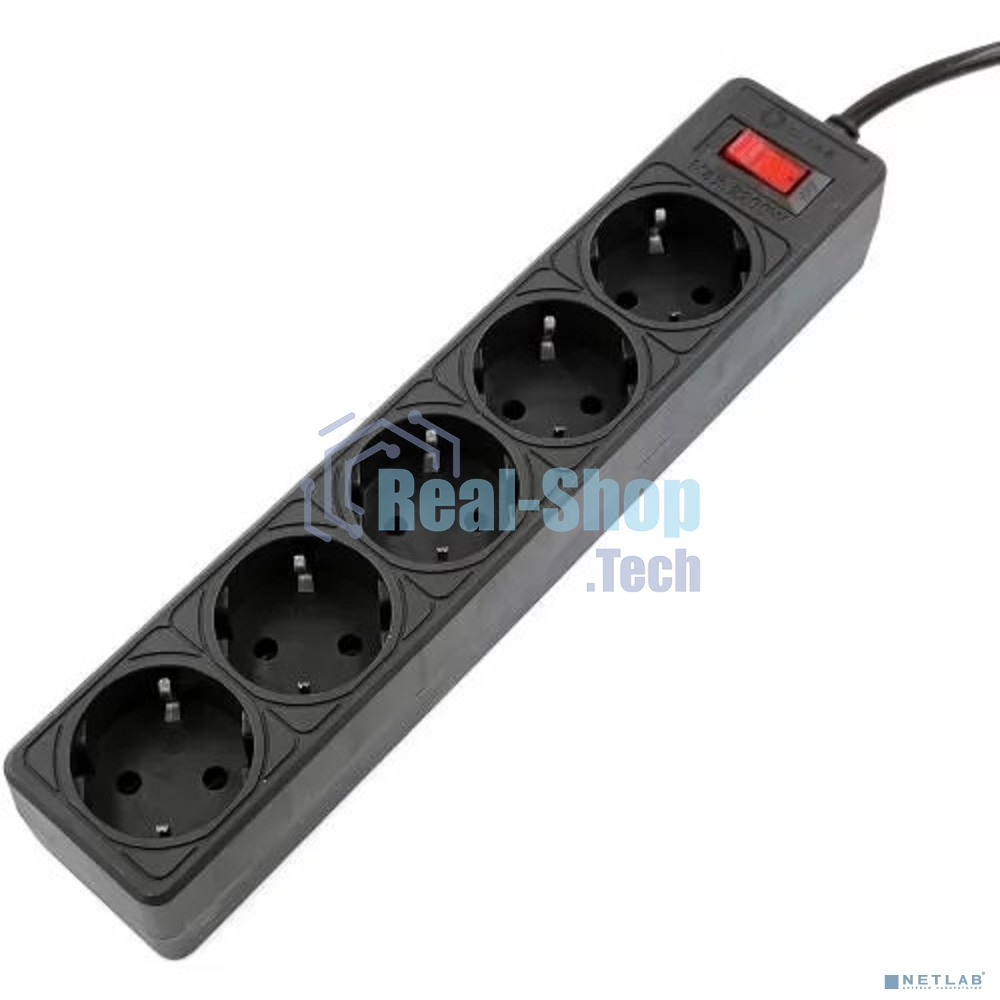 Сетевой фильтр 5bites GARDA SP5B-530 5S, 3x0.75 мм2, 3 м, черный