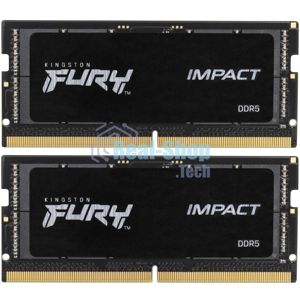 Оперативная память Kingston Fury Impact, DDR5, 32GB (2x16GB), 6400MHz, CL38, SO-DIMM, с радиатором, черный