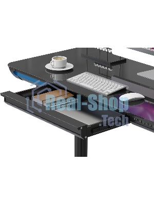 Стол компьютерный Cactus CS-EGD-BK-LED столешница закаленное стекло, черный, каркас черный