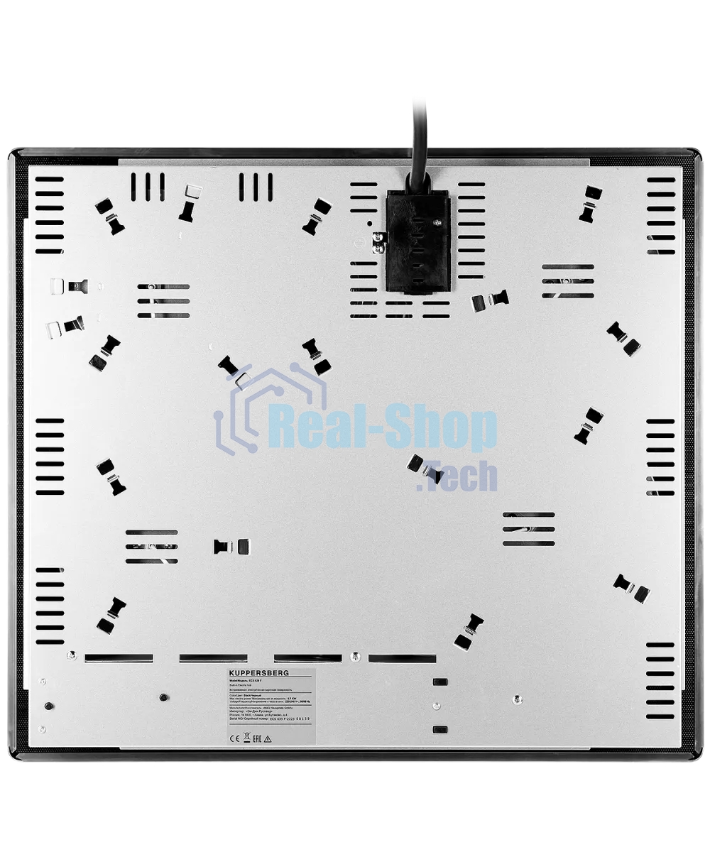 Встраиваемые электрические панели Kuppersberg ECS 639 F Электрическая независимая варочная панель, стеклокерамика KANGER, ширина 60 см, 4 зоны ускоренного нагрева HI-Light, управление электронное сенсорное/слайдер, 5 цифровых дисплев, 9 уровней мощности, 