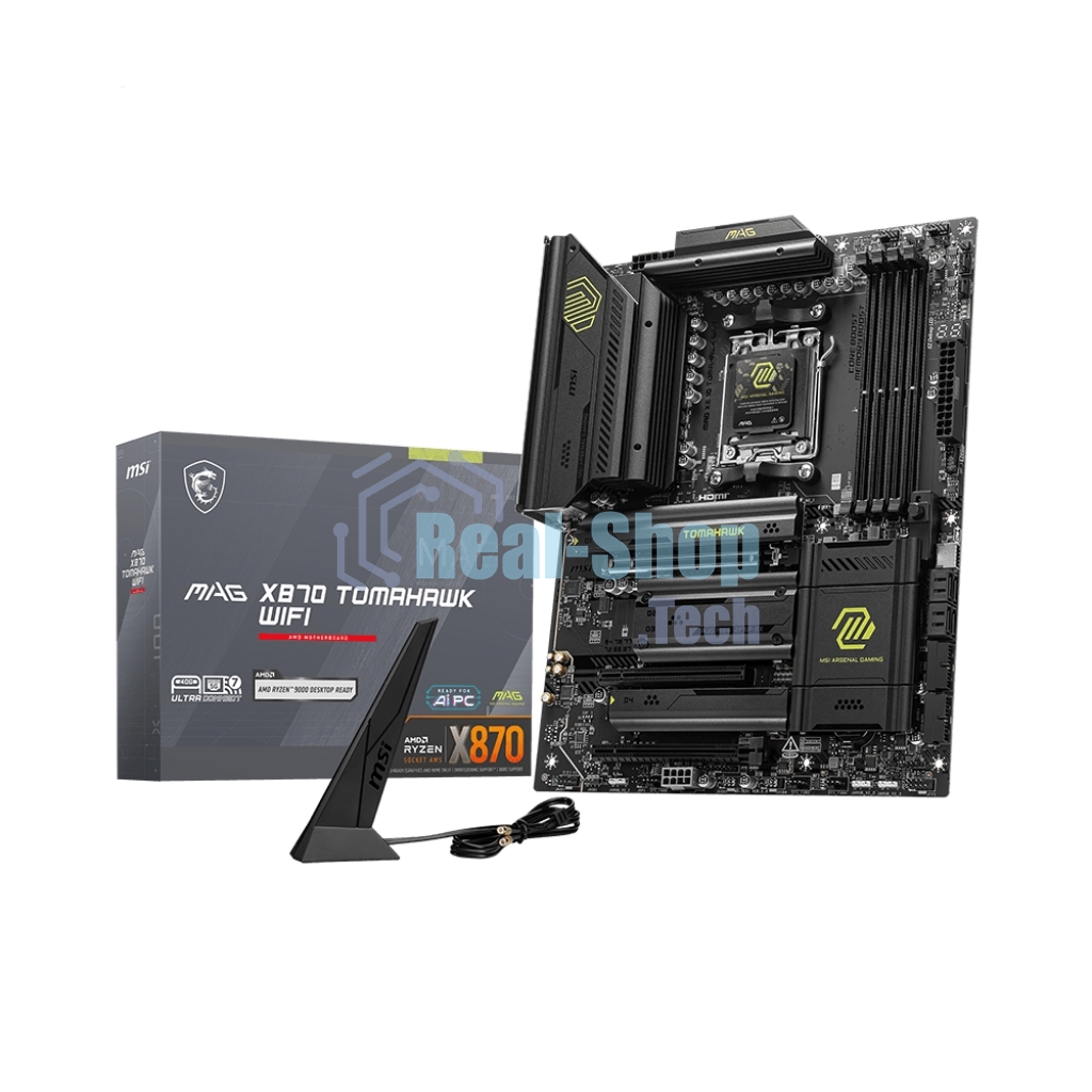 Материнская плата MSI MAG X870 TOMAHAWK WIFI, AM5, AMD X870, 4xDDR5, 4xSATA, 4xM.2, 1xPCI-E 3.0 x1, 1xPCI-E 4.0 x4, 1xPCI-E 5.0 x16, 1xHDMI, 2xUSB Type-C, 1x2.5Gb LAN, 2xUSB-A 3.2 Gen 1, 2xUSB-A 3.2 Gen 2, 2x3.5 мм, 7.1, Standard-ATX