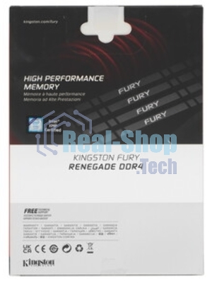 Оперативная память Kingston Fury Renegade, DDR4, 64GB (2x32 GB), 3200 MHz, CL16, DIMM, с радиатором, черный