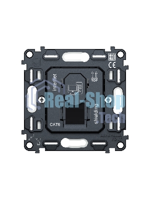 Механизм компьютерной розетки RJ-45 (8P8C) CAT6A экранированной с автоматической защитной шторкой QUANT VM185