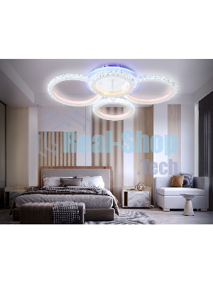 Потолочный светодиодный светильник FA9524/2+2 WH белый 92W 6400K/3000K+RGB 560*370*110 (ПДУ РАДИО 2.4G)