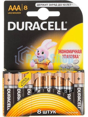 Батарейка Duracell LR03-8BL BASIC AAA (MN2400) (8 шт. в уп-ке)