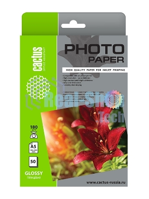 Фотобумага Cactus CS-GA518050 A5/180г/м2/50л./белый глянцевое для струйной печати
