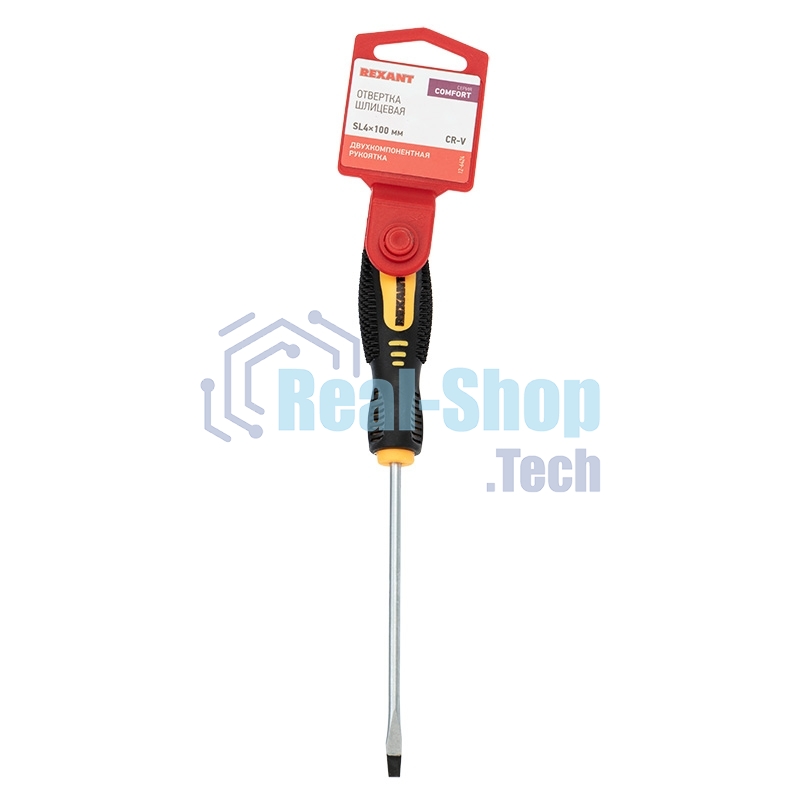 Отвертка шлицевая Rexant SL 4х100 мм, двухкомпонентная рукоятка