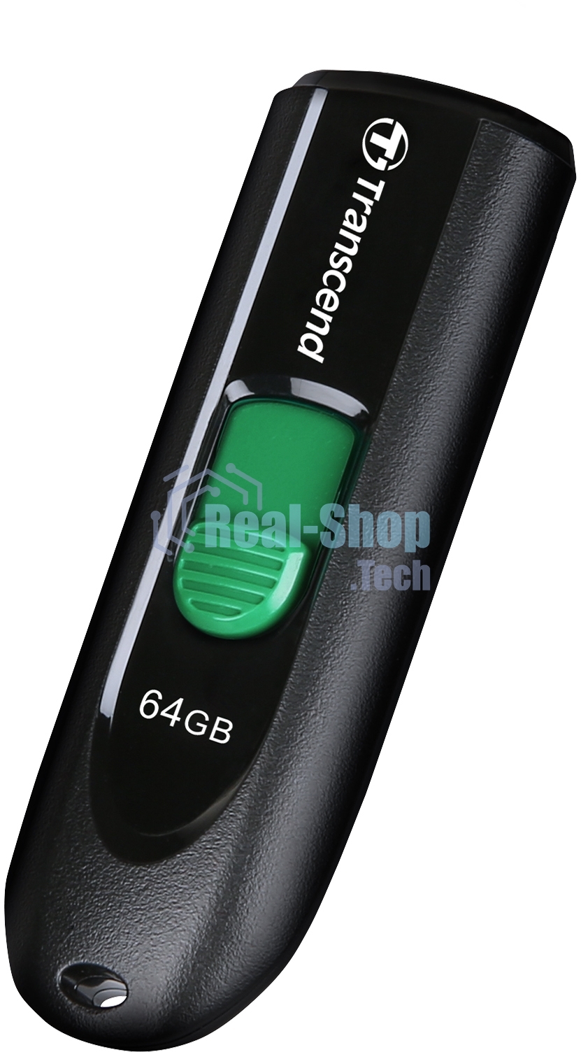Флешка USB Transcend JetFlash 790С (TS64GJF790C), 64Gb, USB 3.0 Type-C, R/W 90/60, черный/зеленый