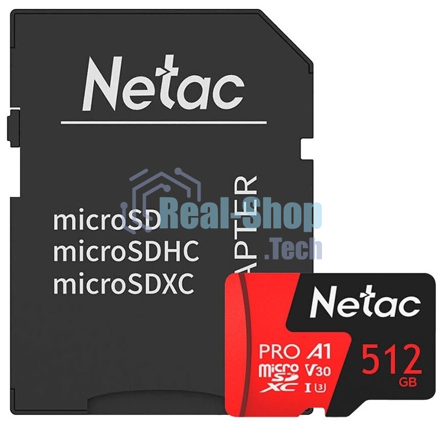 Флеш карта MicroSD card Netac P500 Extreme Pro 512Gb, retail version w/SD adapter