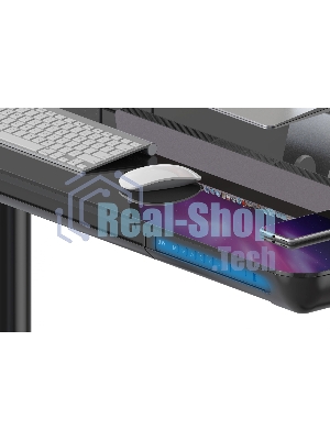 Стол компьютерный Cactus CS-EGD-BK-LED столешница закаленное стекло, черный, каркас черный