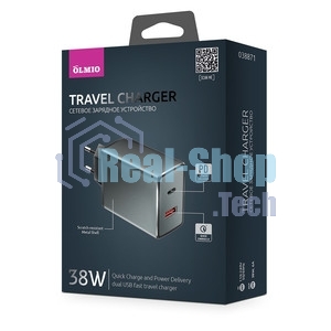 Автомобильное зарядное устройство OLMIO Type-C/USB, 38W, 6A, QuickCharge3.0, PowerDelivery