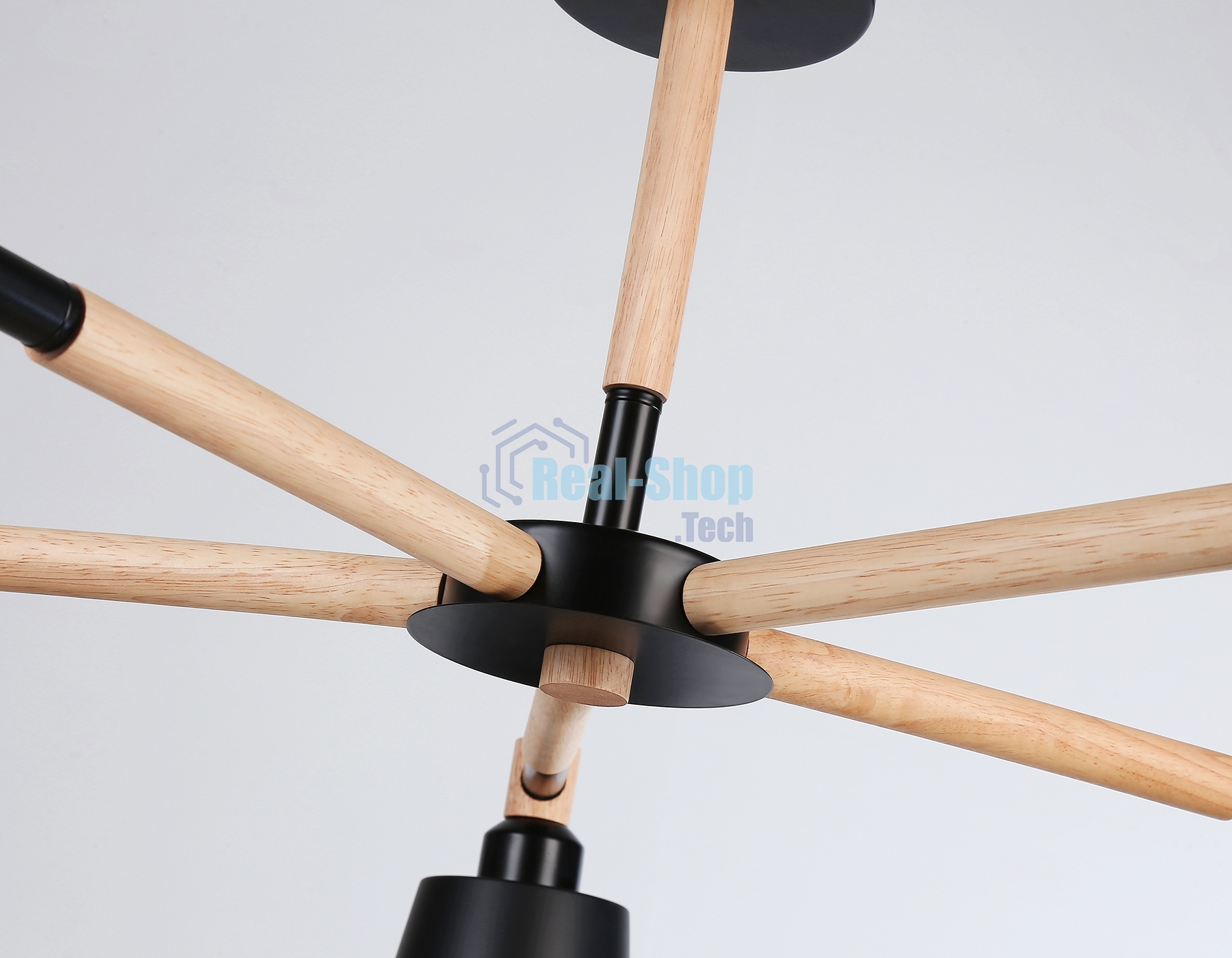 Светильник Ambrella light TR82211/5 BK/LW черный/светлое дерево E27/5 max 40W D780*430