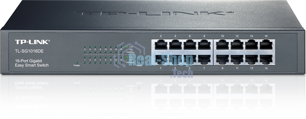 Сетевой коммутатор TP-Link SMB TL-SG1016DE 16-Port Gigabit Easy Smart Switch, 16 10/100/100Mbps RJ45 ports, MTU/Port/Tag-based VLAN, QoS, IGMP Snooping
