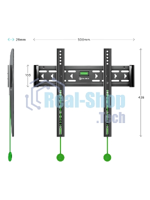 Кронштейн ONKRON FM5/32-55'' макс 400x400 наклон 0º от стены: 29мм макс вес 56,8кг