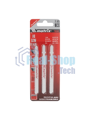 Полотна для электролобзика Matrix по дереву, 3 шт., 75 х 2,5мм, HCS, EU- хвостовик