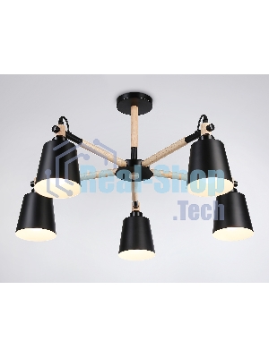Светильник Ambrella light TR82211/5 BK/LW черный/светлое дерево E27/5 max 40W D780*430