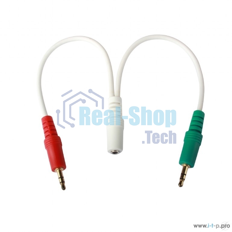 Кабель аудио сигнала Cablexpert, Jack3.5 нушники + 3.5 микрофон-> Jack3.5 4pin, длина 20 см, белый