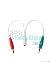 Кабель аудио сигнала Cablexpert, Jack3.5 нушники + 3.5 микрофон-> Jack3.5 4pin, длина 20 см, белый