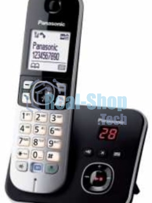 Телефон беспроводной (DECT) Panasonic KX-TG6821RUB черный, автоответчик,определитель номера,телефонный справочник 120 зап.