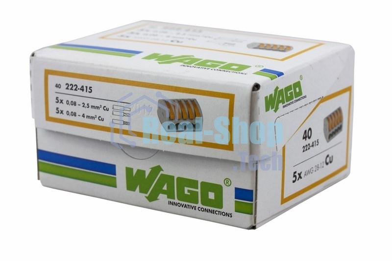 Универсальная клемма, 5-проводная, серая (0,08-2,5/4 мм²) (40 шт./уп.) WAGO 222-415