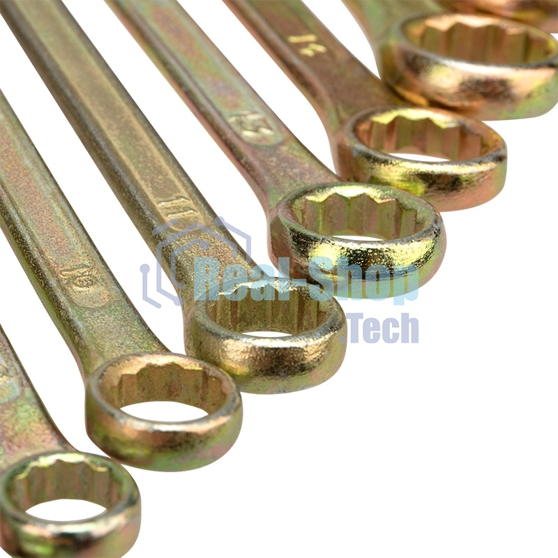 Набор ключей комбинированных Rexant (8-11, 13, 14, 17, 19 мм), 8 шт., желтый цинк